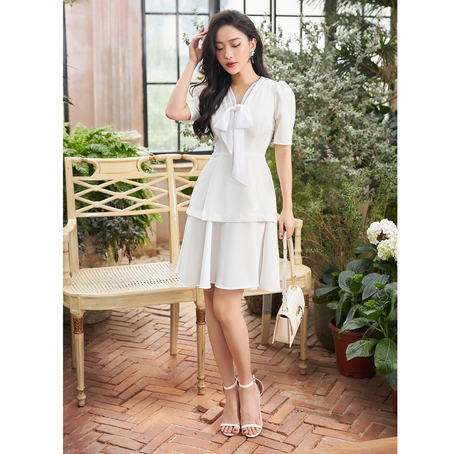 Đầm xòe nơ buộc cổ DEA1205