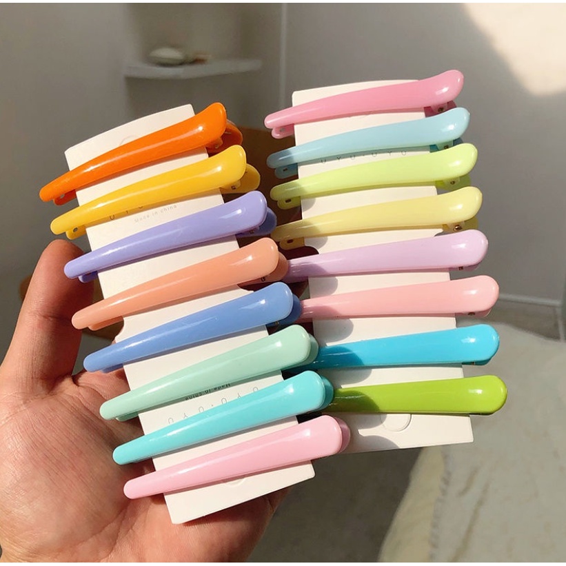 Kẹp Mỏ Vịt Giữ Tóc Cố Định Tóc Nhiều Màu Trơn Kiểu Hàn Quốc Tiện Lợi, Nhỏ Gọn Phù Hợp Cho Mọi Lứa Tuổi