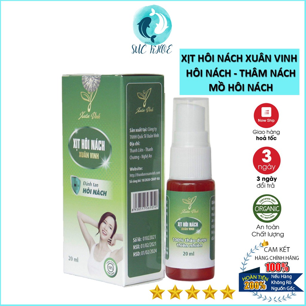 Xịt Khử Mùi Hôi Nách Xuân Vinh ❤ FREESHIP ❤ Hiệu Quả Ngay Lần Đầu Tiên Sử Dụng ❤ Dạng Xịt, Dung Tích 15ml