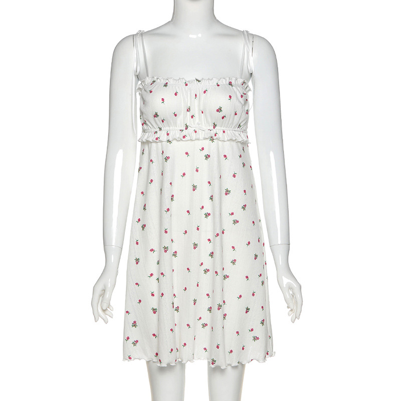 DUNEA Áo đầm hai dây đơn giản phối nếp gấp dành cho nữ DUNEA