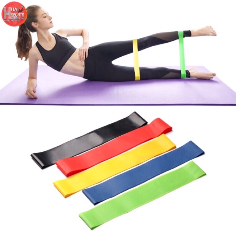 Dây kháng lực tập gym, dây miniband tập mông đùi toàn thân tại nhà ( Sét 5 dây )