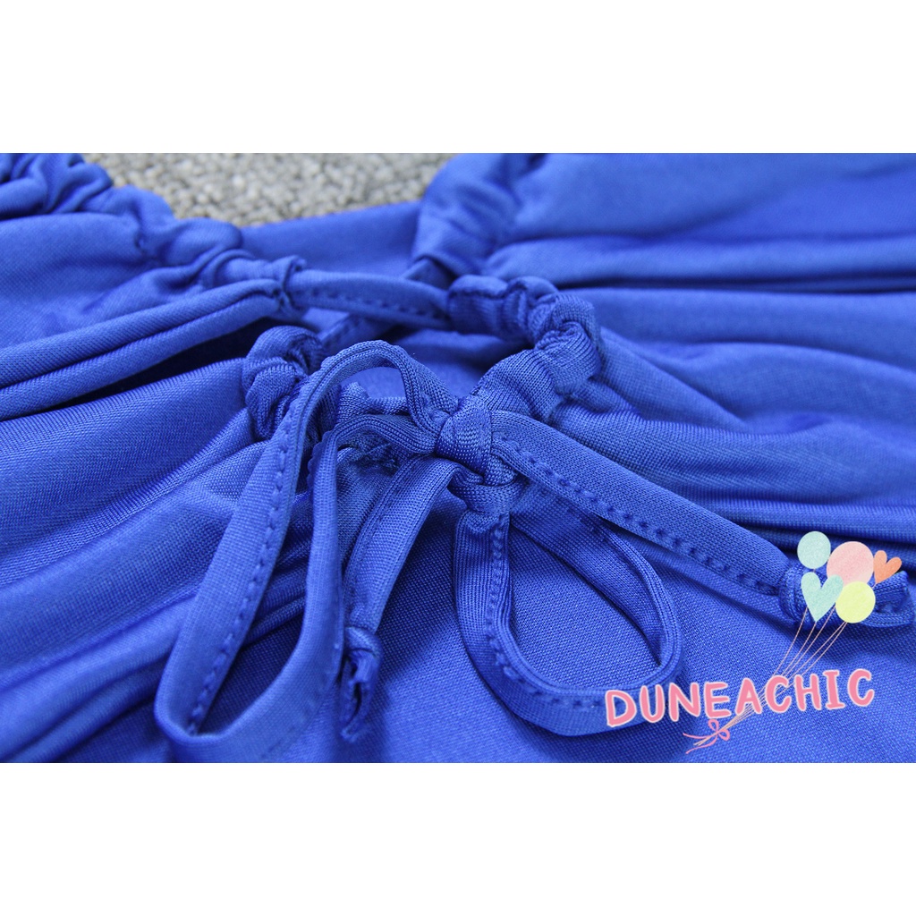 DUNEA Đầm hai dây ôm dáng thiết kế xếp ly quyến rũ cho nữ