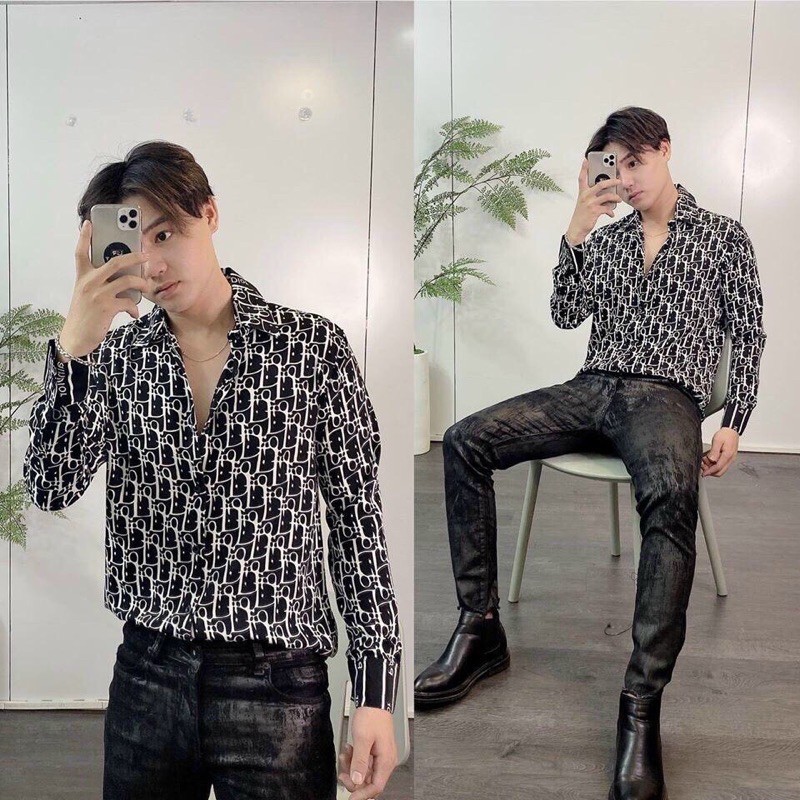 Áo Sơ Mi Nam Tay Dài Hoạ Tiết Dior