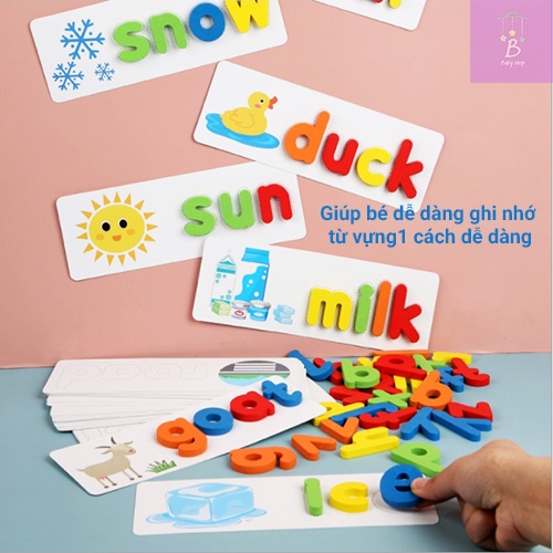 Spelling Game Bộ Ghép Chữ Đánh Vần Từ Vựng Tiếng Anh Bằng Gỗ Giúp Bé Học Tiếng Anh Dễ Dàng