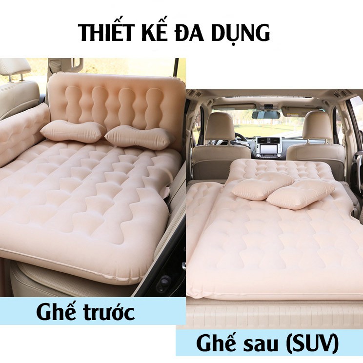 Đệm Hơi Ô Tô Tiện Dụng Cao Cấp PHIÊN BẢN MỚI cho Xe Hơi 4 đến 7 chỗ (vải nhung, chân nệm rời, tựa lưng, chặn trẻ em)