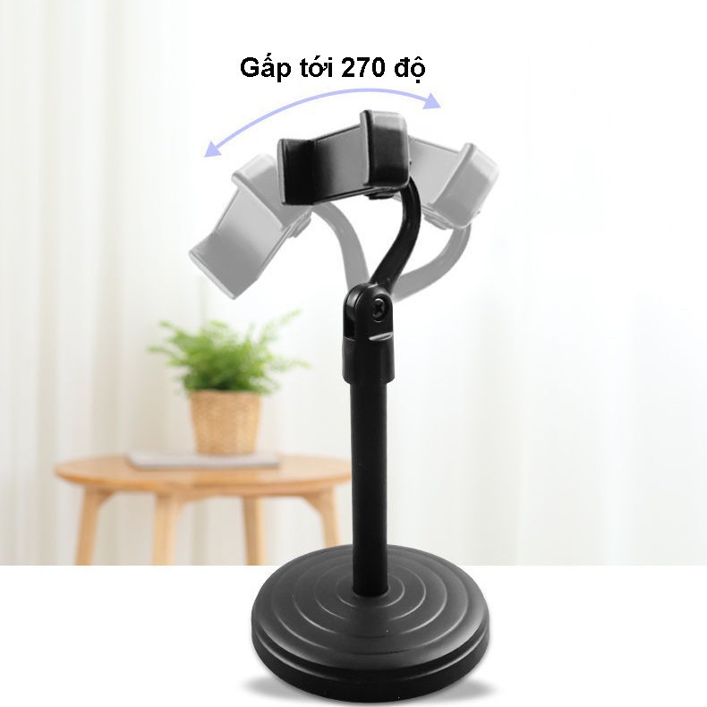 Giá Đỡ Điện Thoại Để Bàn Livestream Cao Cấp, đế tròn tiện dụng có thể kéo dài 38 cm- dáng cổ móc câu