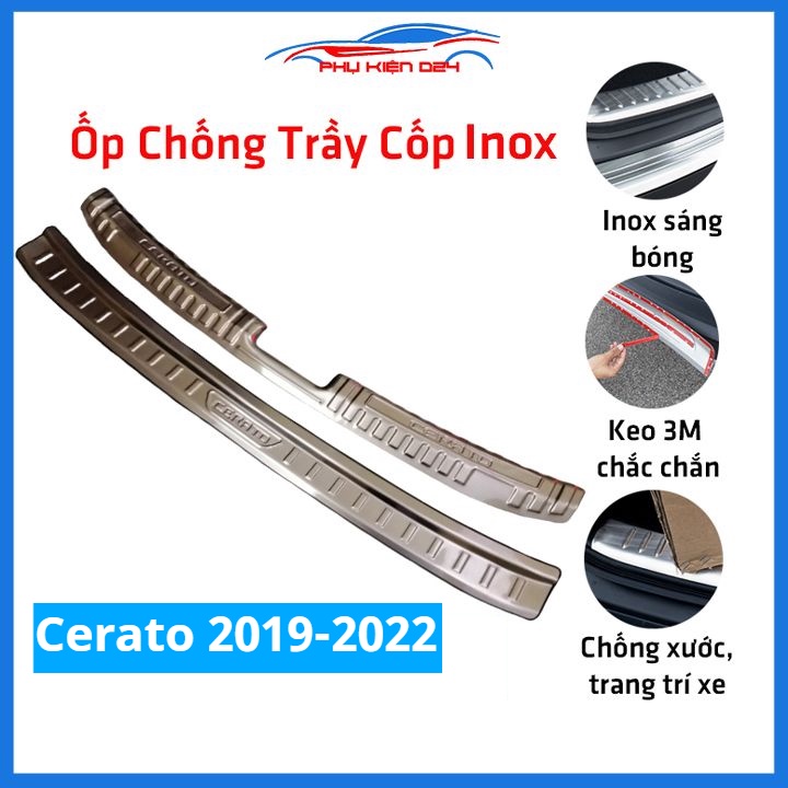 Ốp chống trầy cốp Cerato 2019-2020-2021-2022 inox sáng bóng bảo vệ xe chống va đập