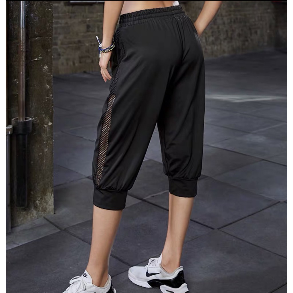 Quần jogger lửng nữ phối lưới cao cấp [ Lưới lửng ]