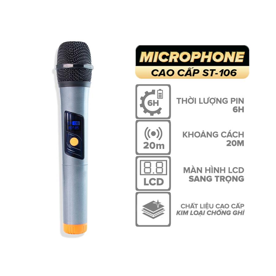 Micro Karaoke Không Dây Đa Năng COK ST-106 - Thời Lượng Pin 6h Màn Hình LED Chống Nhiễu Chống Hú Lọc Âm