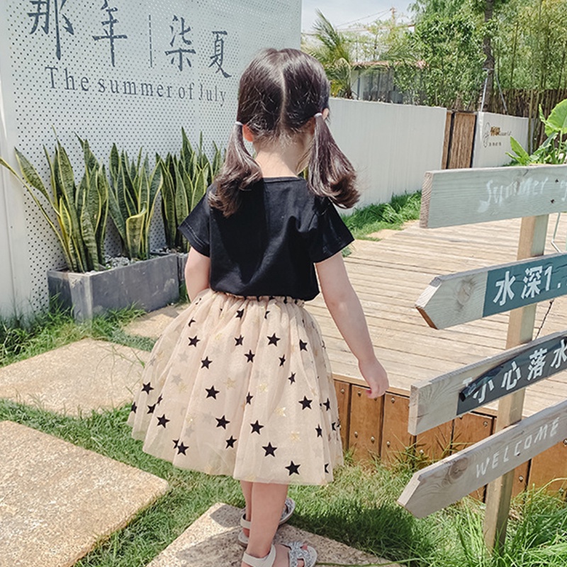 Set Áo Thun Ngắn Tay Hình Thiên Nga Hoạt Hình Và Chân Váy Cotton Phong Cách Phương Tây Cho Bé Gái