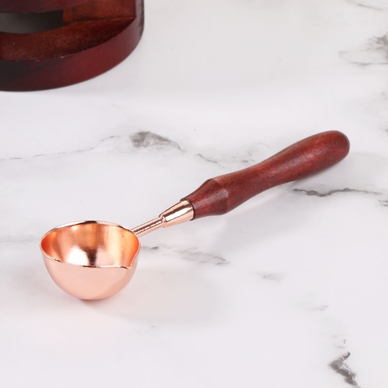 Muỗng nung sáp đóng dấu niêm phong thiệp/sổ tay bằng gỗ phong cách vintage