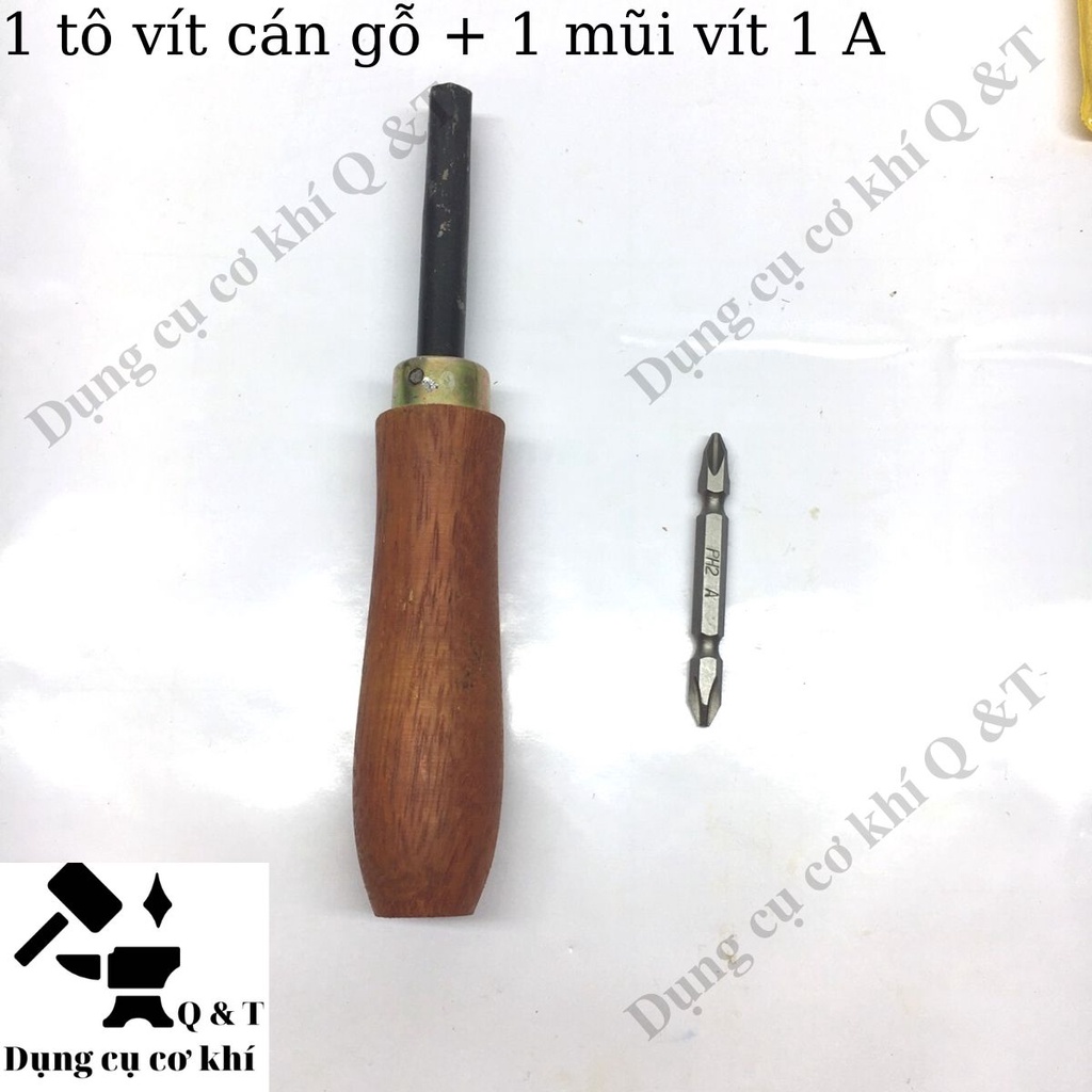 Tua vít cán gỗ , Tovit cầm tay và đầu vặn vít 65mm