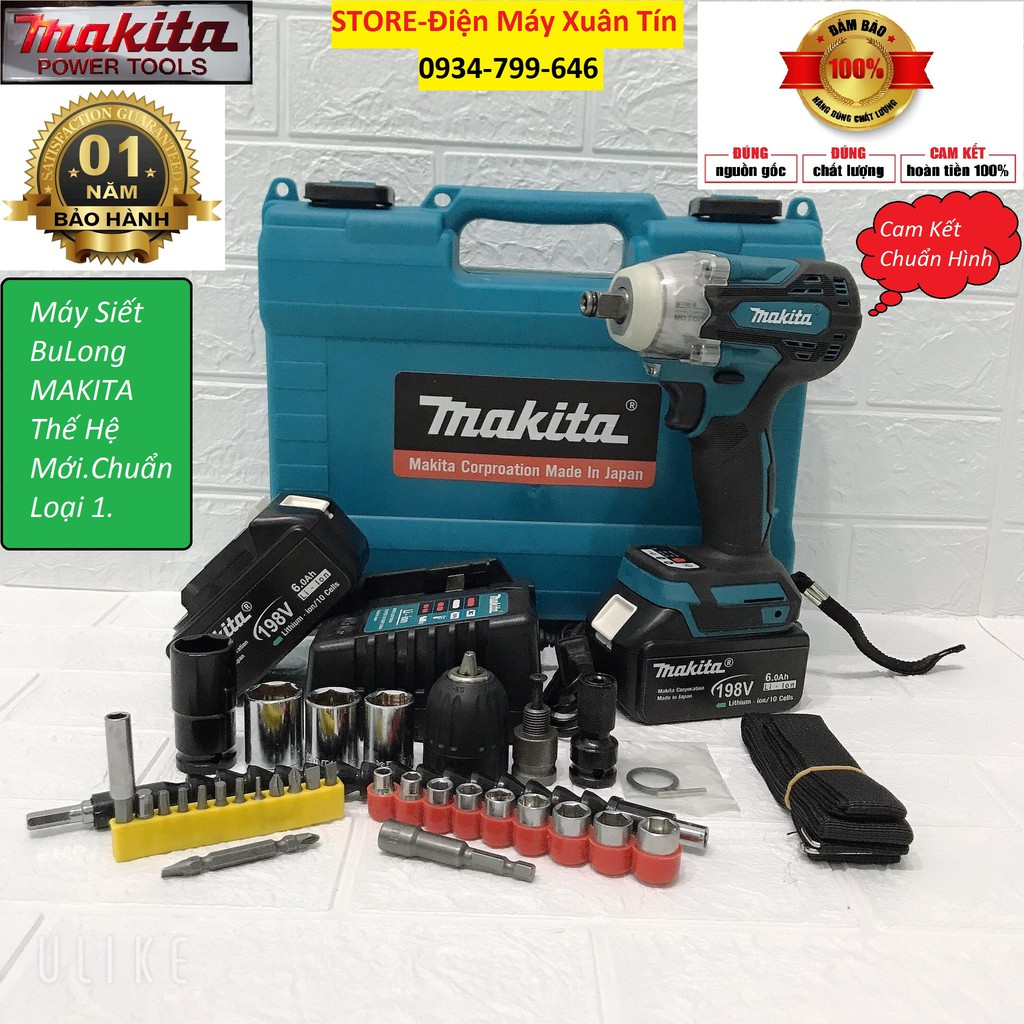 máy siết bulong MAKITA thế hệ mới.không chổi than.chuẩn loại 1.Thế hệ mới