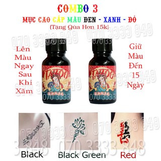 [Kèm quà][HOT] Combo 2 Xăm Cao Cấp Màu Đen - Xanh 15 ngày ( Kèm Qùa Tặng 15K )