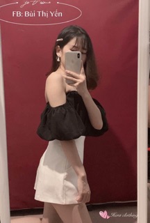Quần sooc vải cạp cao