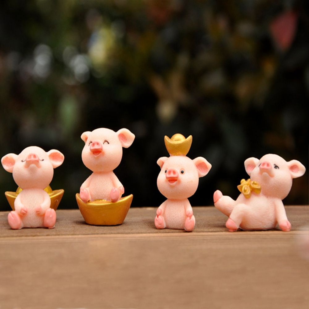 1 Mô Hình Chú Heo May Mắn Hoạt Hình Bằng Nhựa Resin Trang Trí Tiểu Cảnh Diy