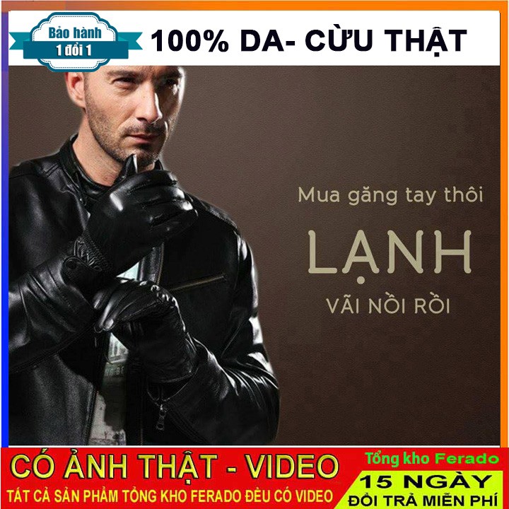 Găng tay da cừu lót lông nhập Hàn