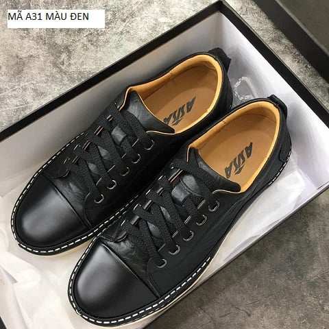 Giầy thể thao asisa da bò thật mã 8290 màu đen tặng kèm 1 đôi lót êm chân,1 đôi tất khủ mùi cao cấp,giầy nam,giầy da bò
