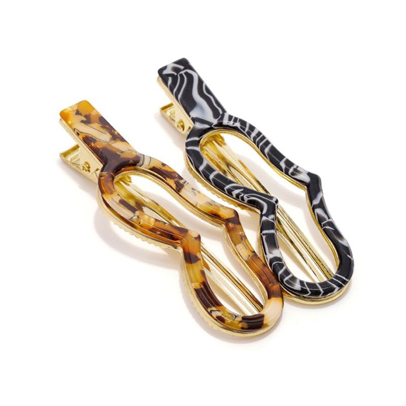 Kẹp Tóc Mỏ Vịt Hình Học Họa Tiết Da Báo / Trái Tim Màu Hổ Phách Phong Cách Hàn Quốc Cổ Điển