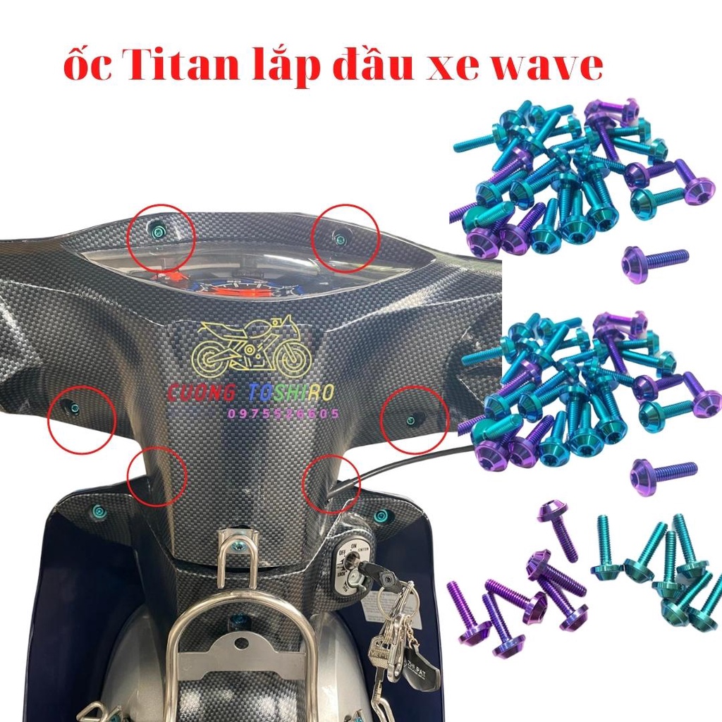 ốc titan Gr5 4li15 gắn nắp dầu và ná cao su bợ cổ honda gắn ốp đồng hồ Wave cuongtoshiro