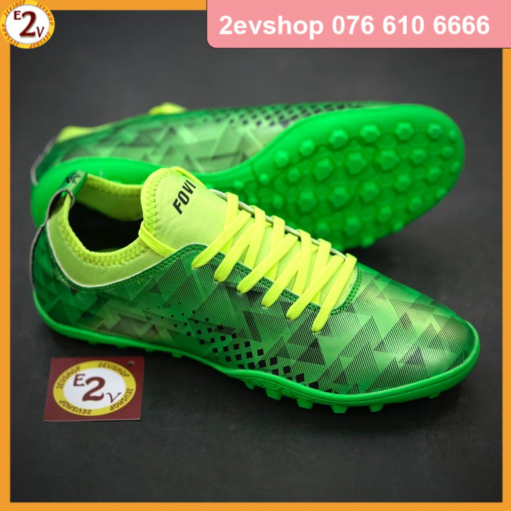 Giày đá bóng thể thao nam Fovi Debut Xanh Lá, giày đá banh cỏ nhân tạo dẻo nhẹ - 2EVSHOP