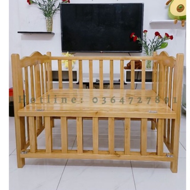 Cũi Gỗ Sồi Màu Mộc Tự Nhiên