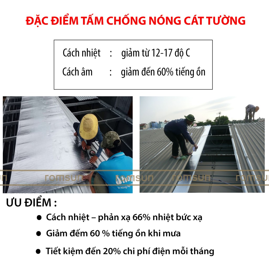 Tấm cách nhiệt chống nóng cát tường khổ 1.55m, Miếng cách nhiệt bạc túi khí chống nắng,cách âm tường ,trần nhà hiệu quả