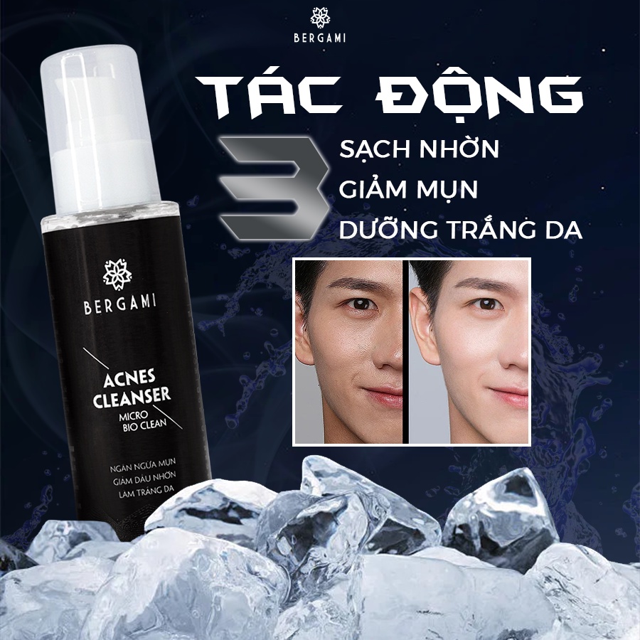 Bộ Quà Tặng Nam Giới Bergami, Combo Sữa rửa mặt nam Bergami 100ml & Dung dịch vệ sinh nam Bergami 130ml