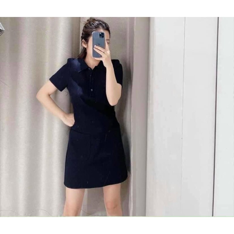 Váy polo cổ đức xanh than hothit
