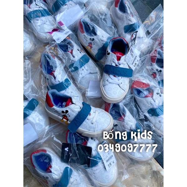 Giày Sneakers Bé Trai Mickey Quai Dán Trắng Lefties