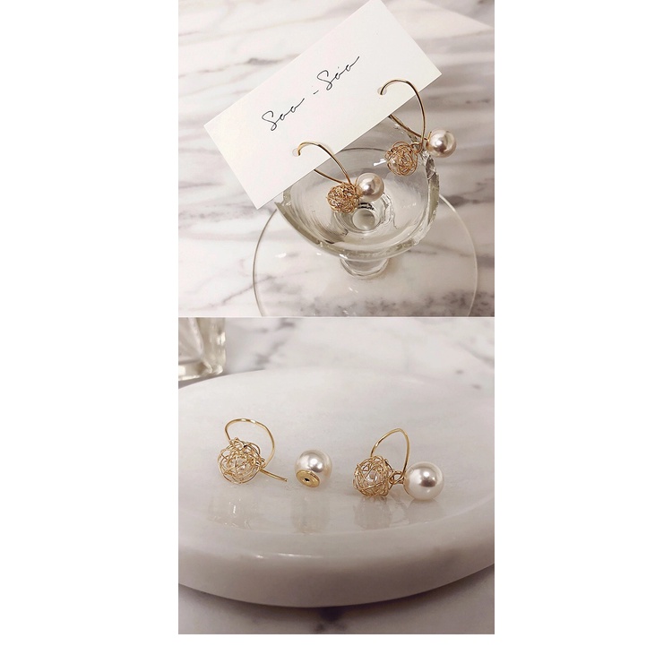 Bông Tai Nữ Hợp Kim ERASHOP 074219 - Ngoặc Châu Đá Tiểu Thư, Sang Trọng, Phù Hợp Đi Tiệc, Đi Chơi, Rẻ Đẹp