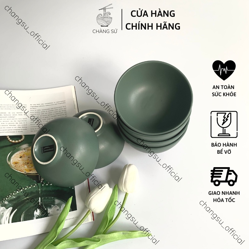 Bộ 6 bát cơm sứ xanh cổ vịt màu đẹp giá rẻ - Set chén ăn cơm men lì xả kho (loại 2) - Chàng Sứ