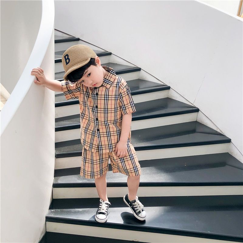 Set Áo Sơ Mi Ngắn Tay + Quần Short Thời Trang Hè Mới Cho Bé Trai