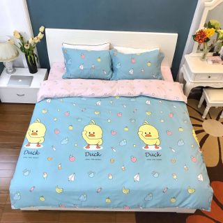 Set chăn ga cotton vịt vàng xinh đẹp