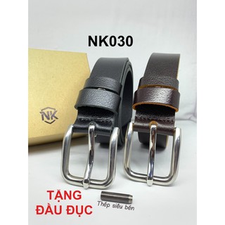 Thắt lưng da NIKA khoá inox đúc - bản 33mm- NK030 (tặng đầu đục)