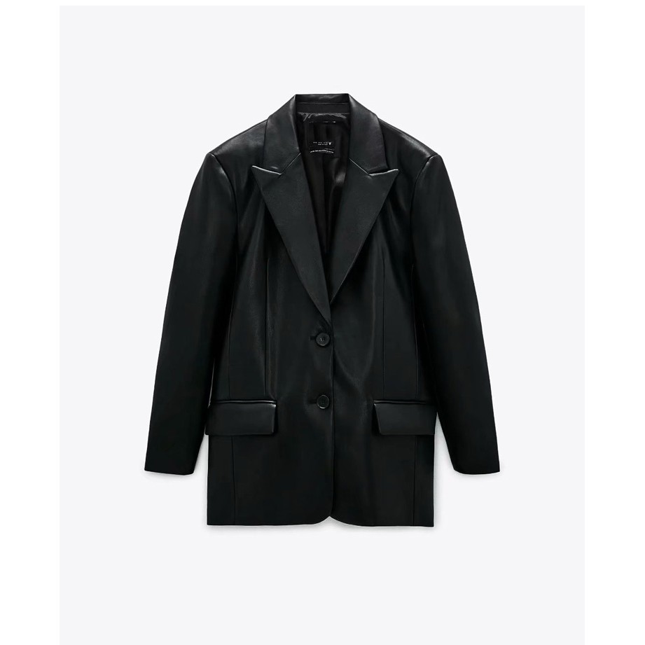 ÁO KHOÁC BLAZER ZRA NỮ OVERSIZE DA MÀU ĐEN - 1255/703 NoBrandLeather