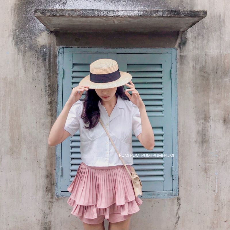 Chân váy ngắn xoè nữ dập ly tầng Pumi | BigBuy360 - bigbuy360.vn