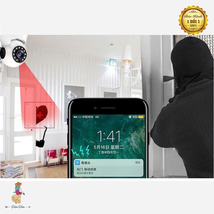 Wireless Camera Pascmio 3 râu phiên bản mới wifi camera không dây di động chất lượng HD quan sát xoay 360 độ Phặn Phặn