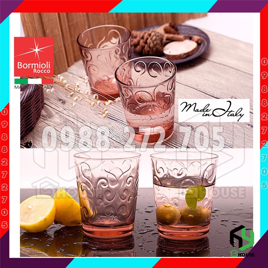 Ly uống nước dễ thương bằng thủy tinh Naos 295ml - màu hồng - Bormioli Rocco