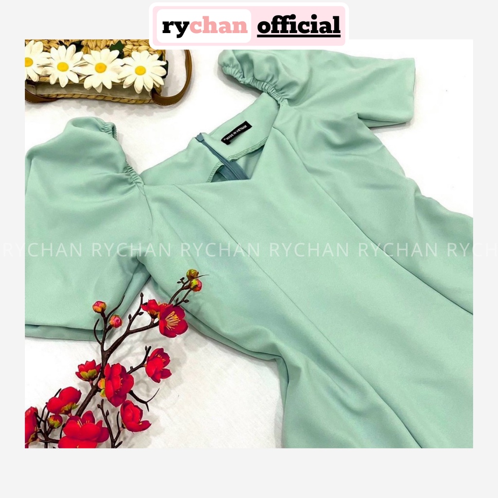 Đầm Xòe Cổ V Tay Phồng Vai Nhún Bẹt Vai [Ảnh Thật Cuối] - DX0037