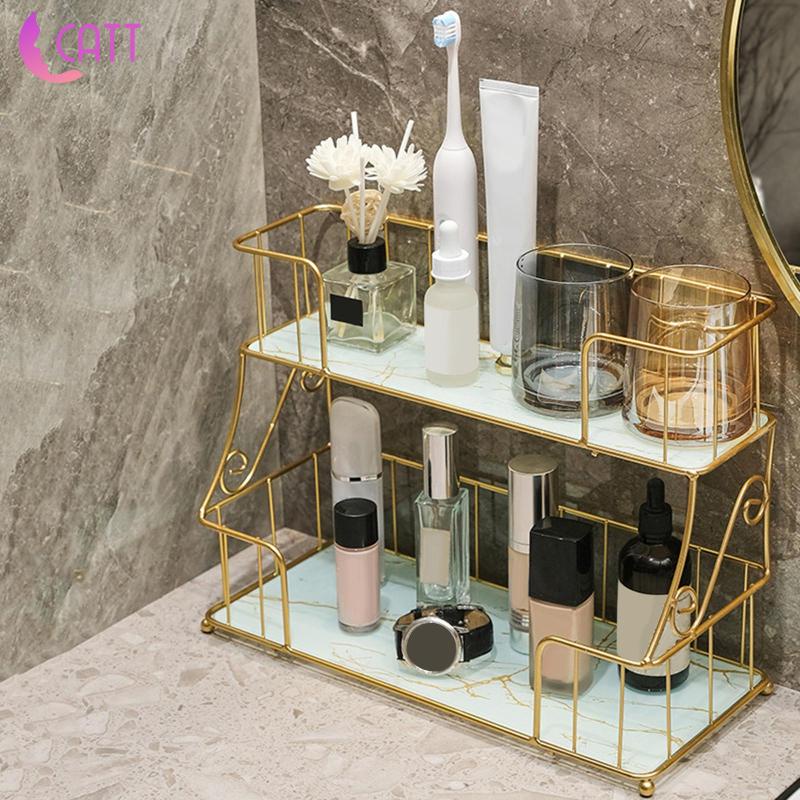 [Dadada1] Kệ Đựng Đồ Trang Điểm / Nước Hoa / Dầu Gội / Đầm / Nhà Tắm 2 Tầng Sắp Xếp Gọn Gàng