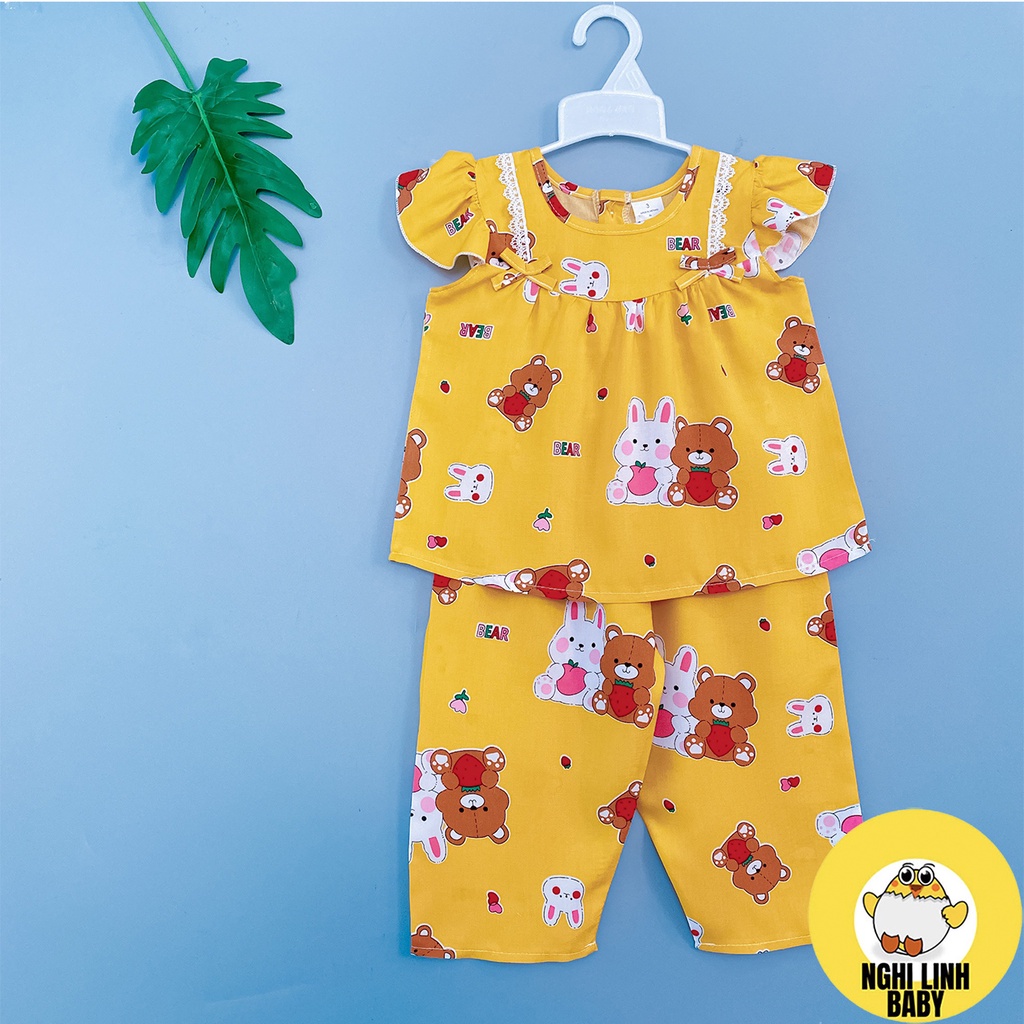 Đồ bộ bé gái tole lanh 2 da, bộ quần áo trẻ em tay ngắn quần dài cánh tiên 8-38kg - Nghi Linh Baby