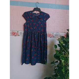 Đầm xanh đen tiểu thư cổ lá sen dáng xoè siêu yêu hàng secondhand size S