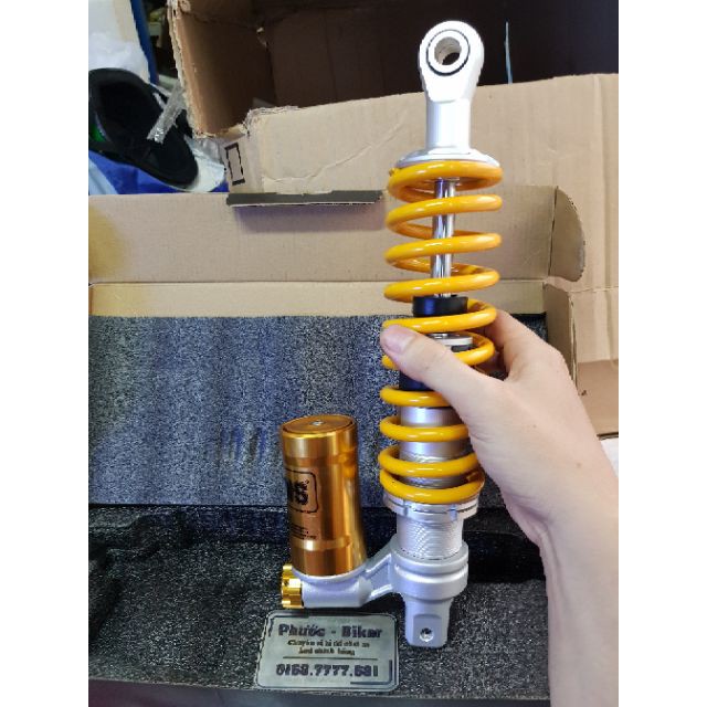 Phuộc ohlins bình dầu Click Vario Luvias Mio núm nhôm, 2 vòng nấc chỉnh