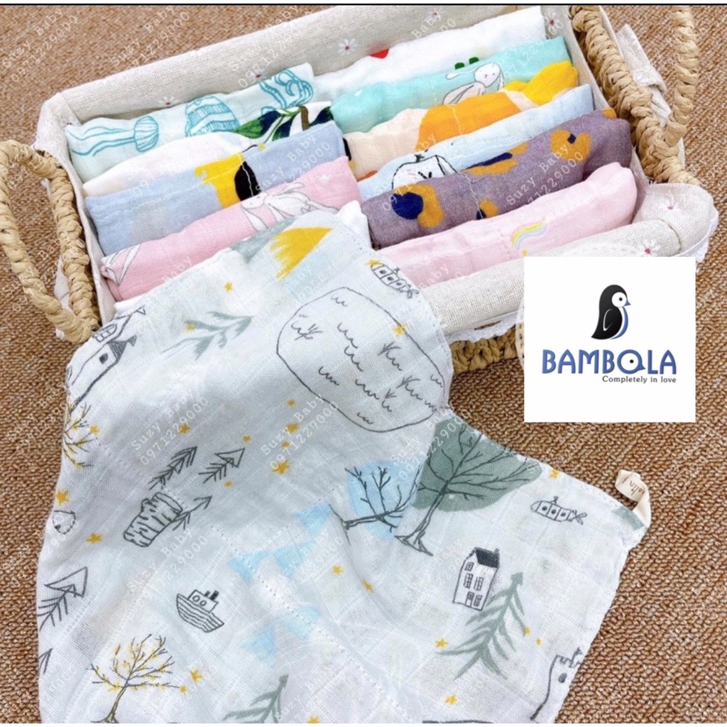 Sét 3 khăn mặt chất liệu sợi tre Muslin 4 lớp siêu mềm mại khử mùi hôi(loại xịn)