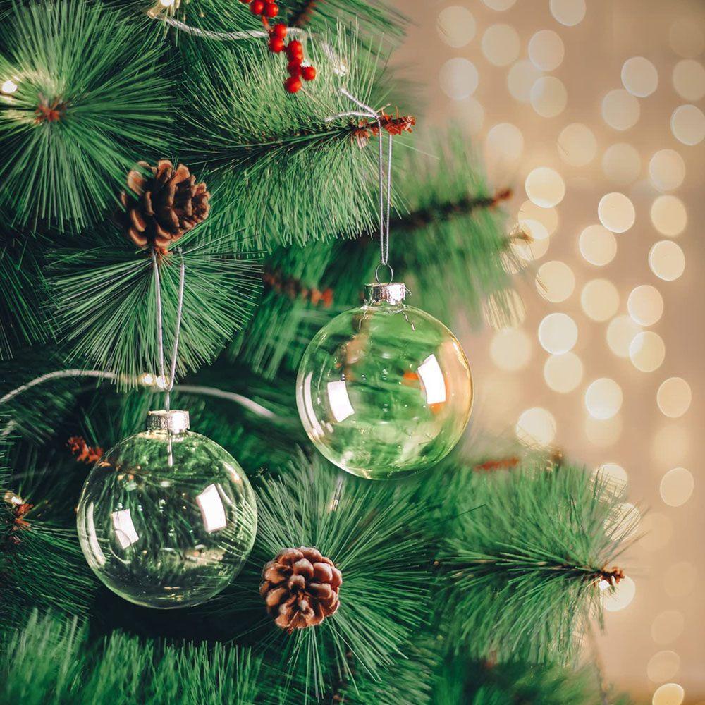 Bộ 6 Quả Cầu Trong Suốt Kích Thước 6 / 8 / 10cm Treo Trang Trí Cây