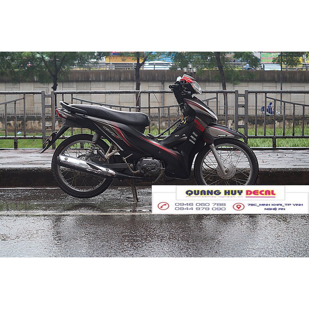 Tem trùm wave ♦FREESHIP♦ đỏ đen s110, độ dán phủ bộ team decal cho xe máy rẻ đẹp