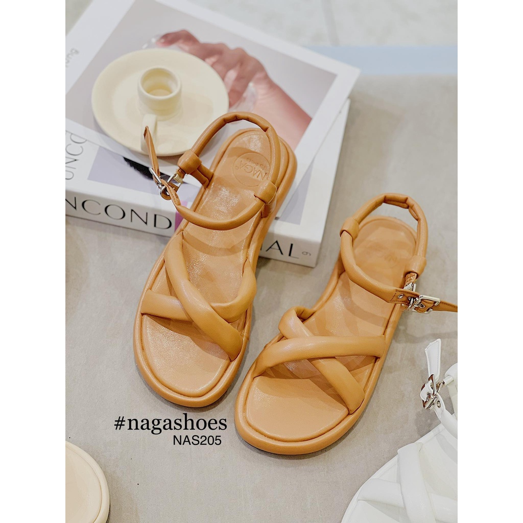 GIÀY SANDAL NAGASHOES QUAI CHÉO BẢN TO 2CM NAS205