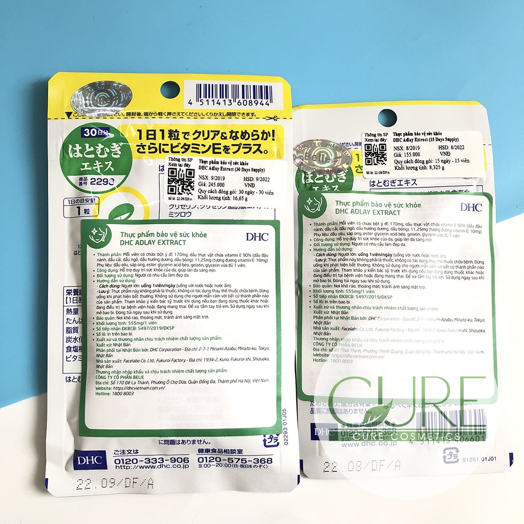 Viên uống DHC Coix Adlay Xtra dưỡng trắng da của Nhật date 2022 | BigBuy360 - bigbuy360.vn