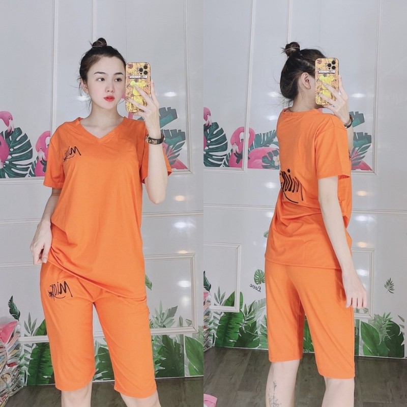 Đồ bộ nữ đồ mặc nhà bigsize 45-85kg đẹp thể thao Set đồ bộ nữ quần lửng Mior thun cotton co giãn dễ thương  AD07 ESHOP